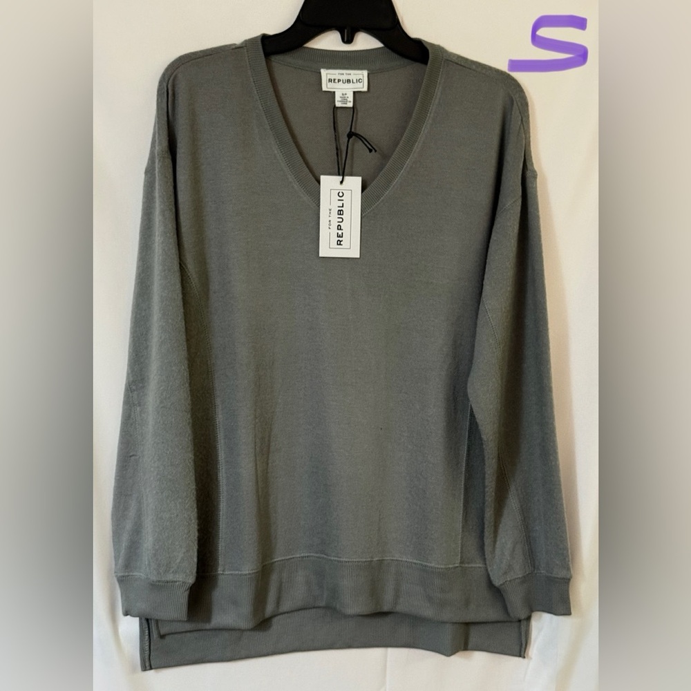 For The Republic Charcoal V-Neck Sweater